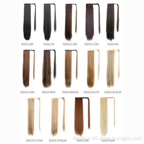 heat resistant fiber wrap around 24inch 60cm Hair pieces straight Ponytail Customized Brand synthetic piano color